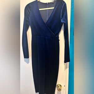 Gianni Bini Deep Blue Velvet Long Sleeve Dress